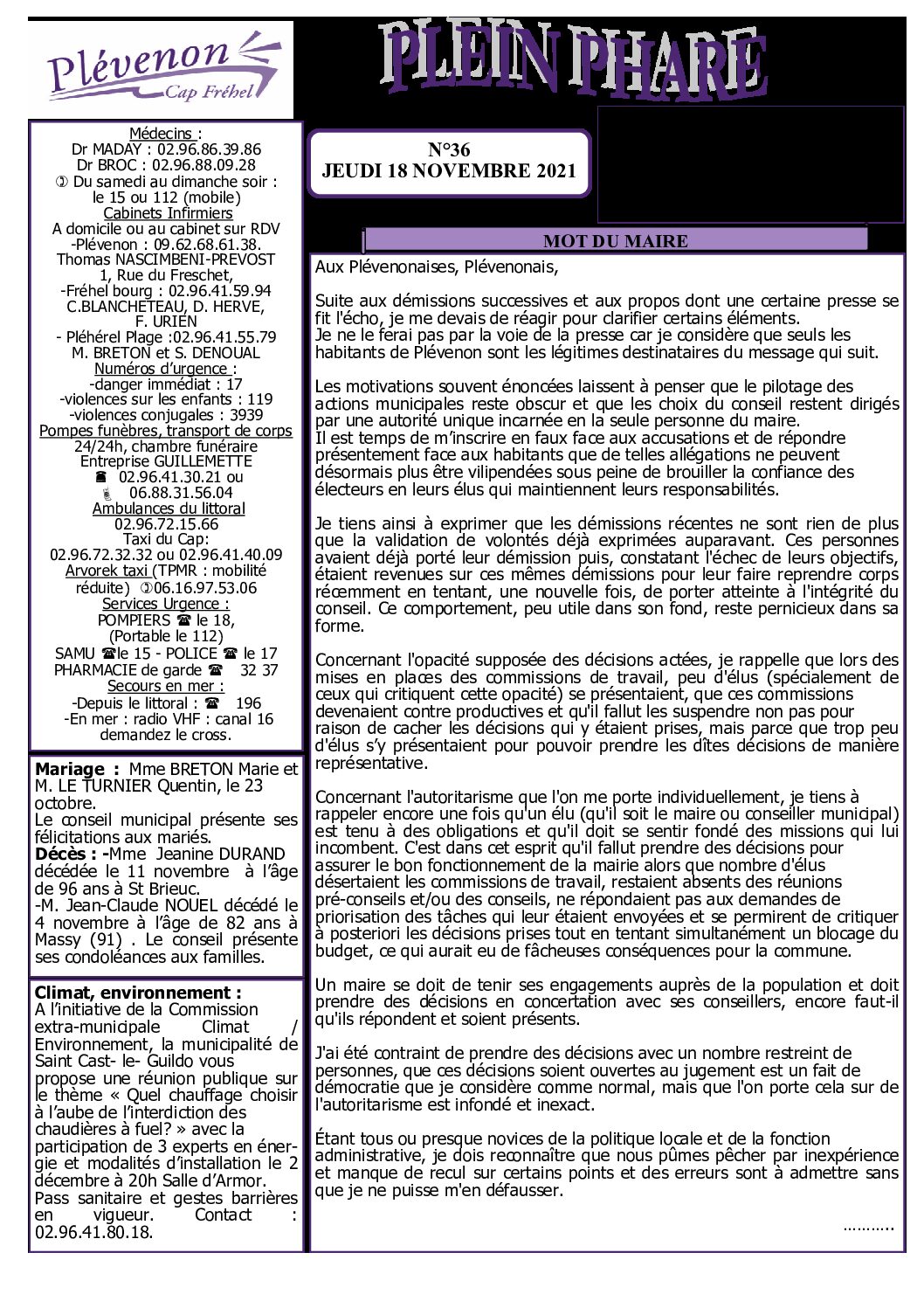 Bi-mensuel PLEVENON N° 36