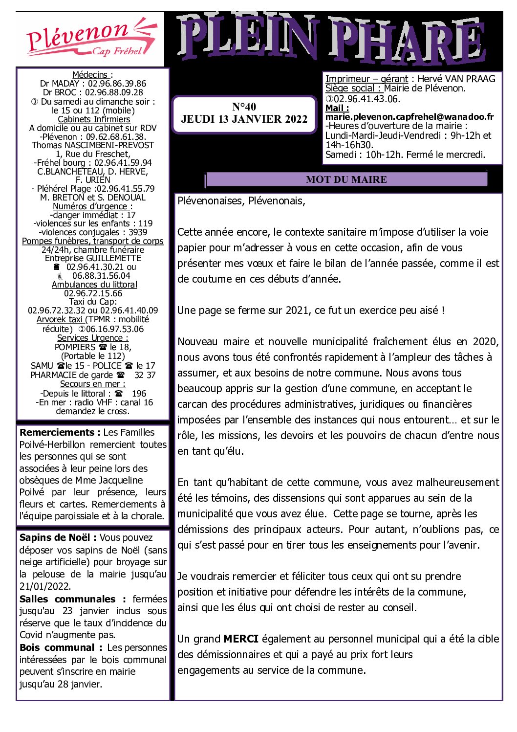 Bi-mensuel PLEVENON N° 40