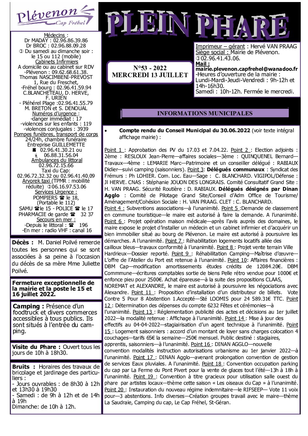 Bi-mensuel PLEVENON N° 53