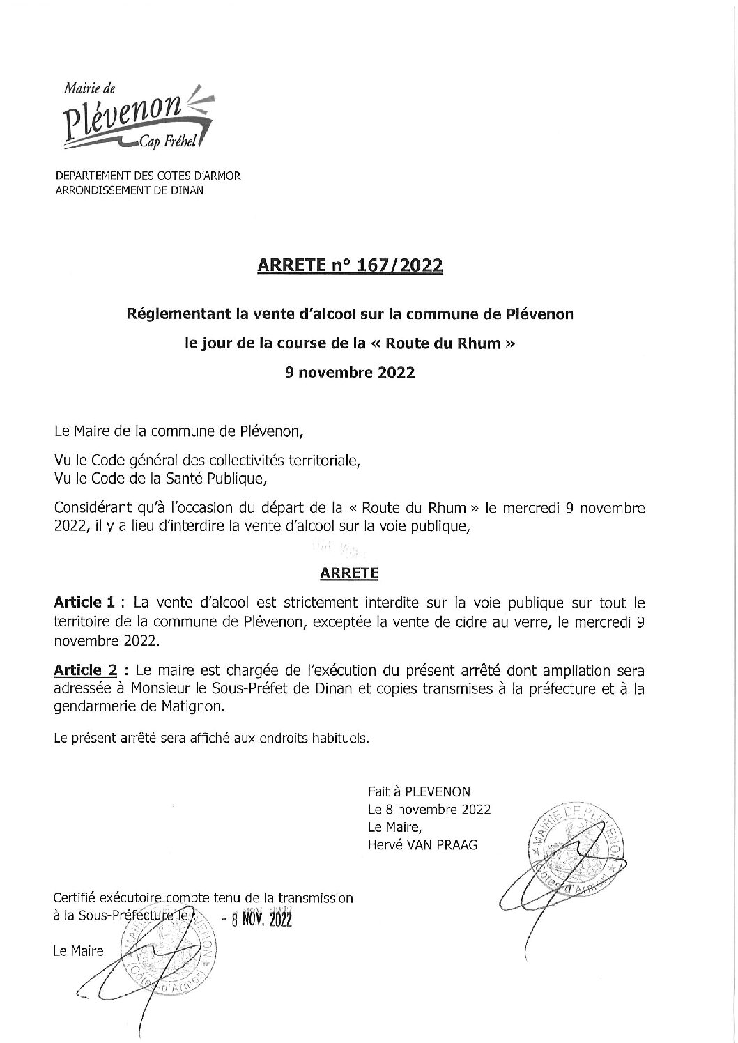 vente alcool route du rhum 2022 interdit