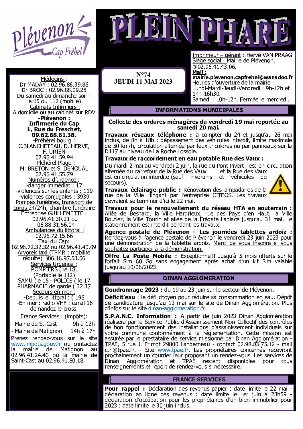 Bi-mensuel PLEVENON N° 74