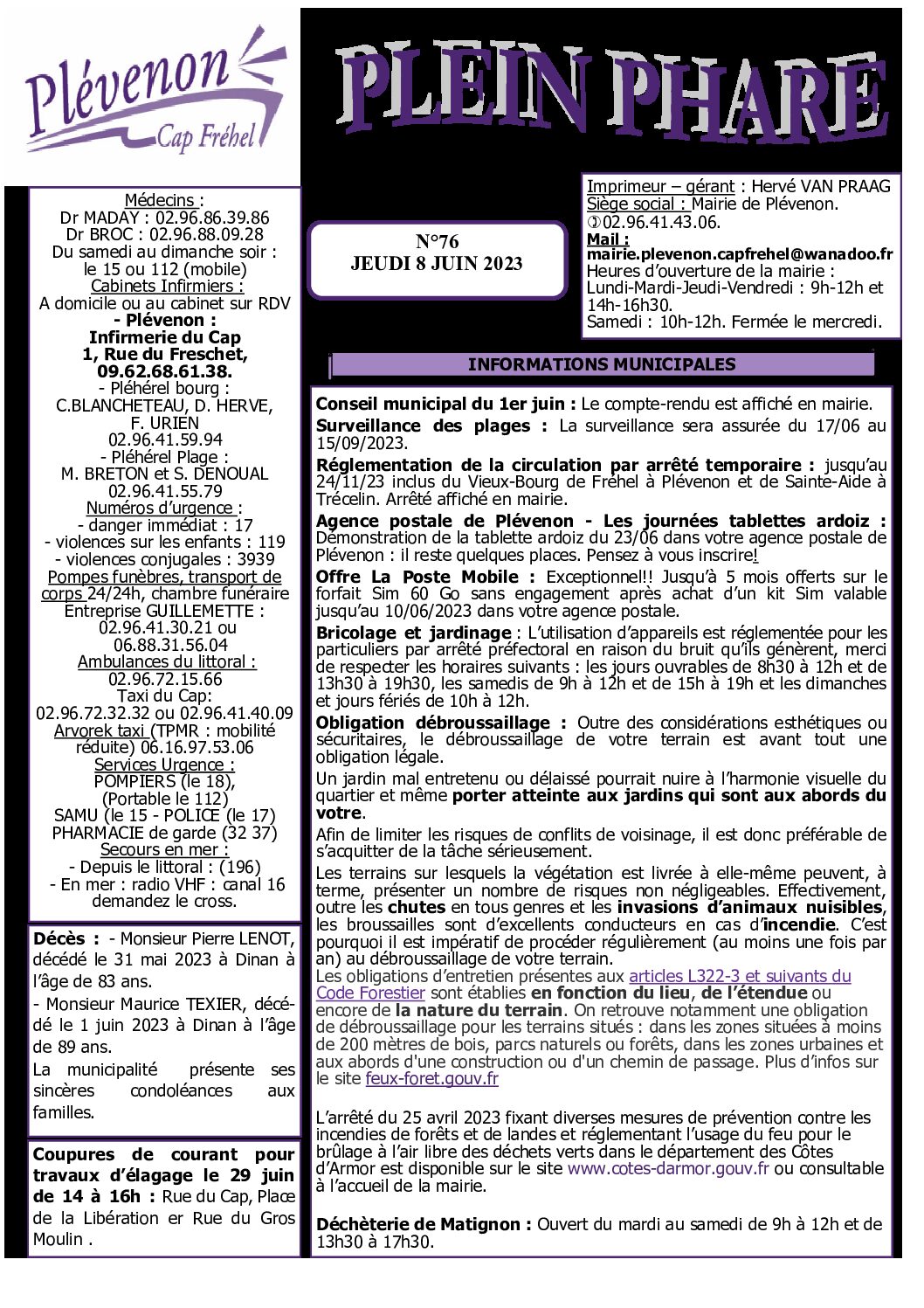 Bi-mensuel PLEVENON N° 76