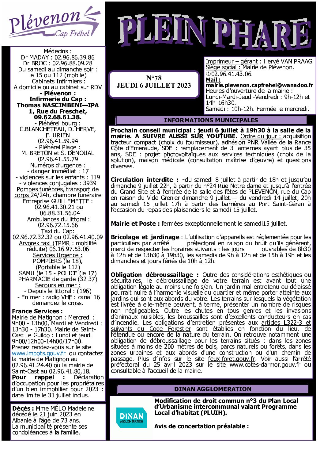 Bi-mensuel PLEVENON N° 78