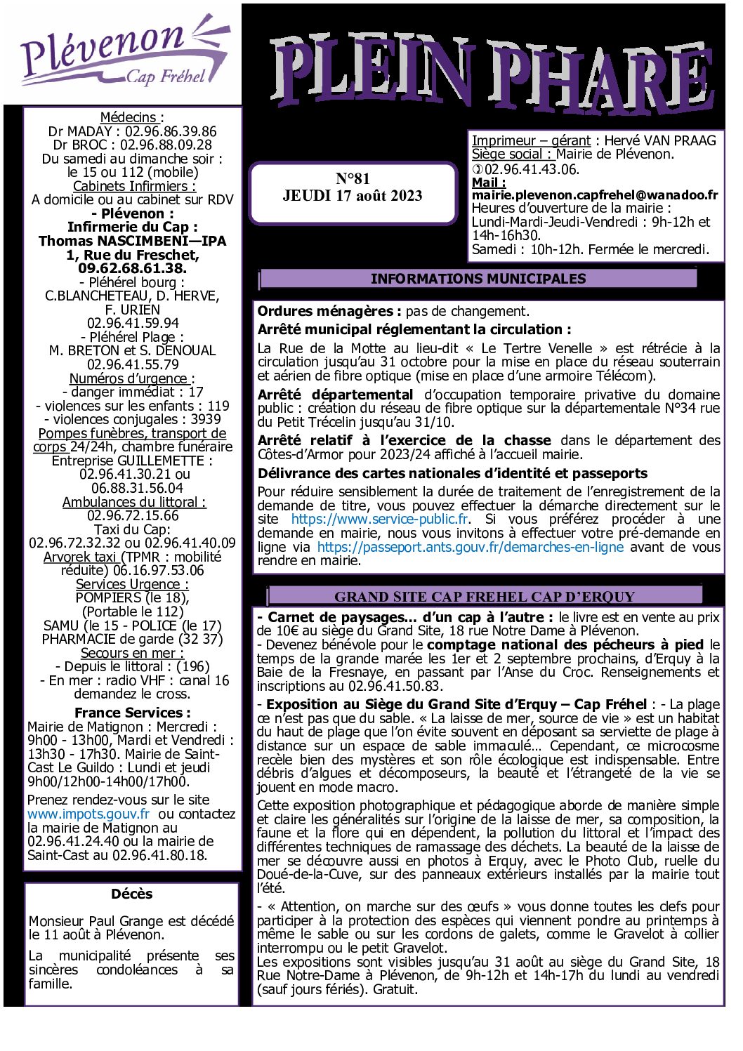 Bi-mensuel PLEVENON N 81