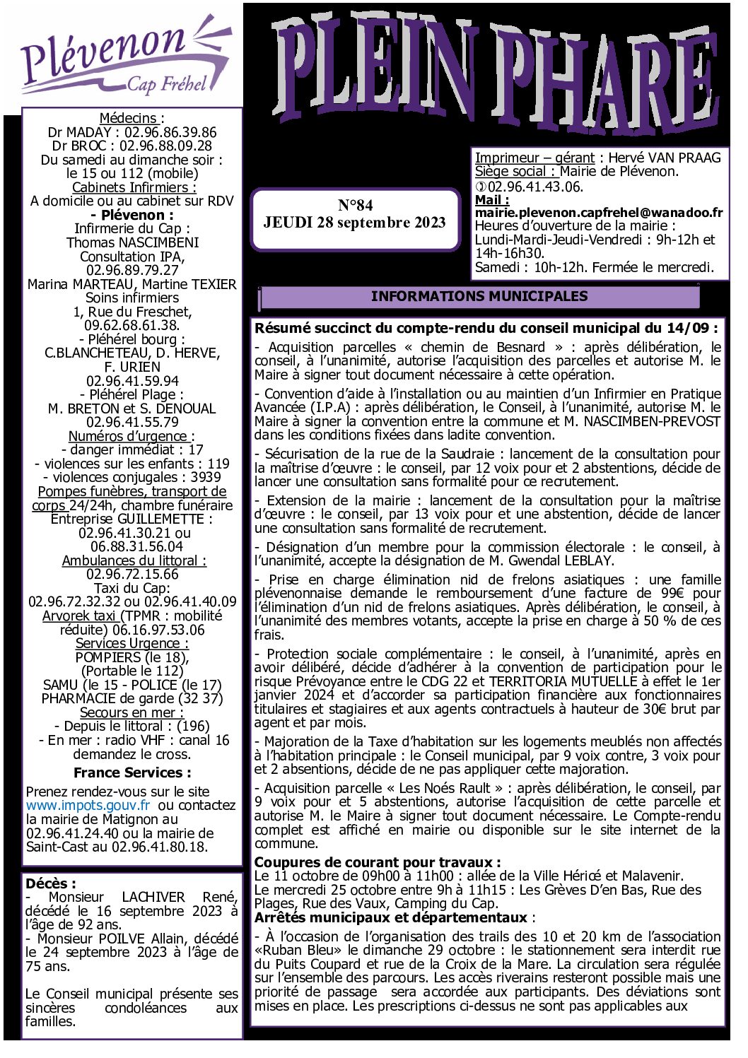 Bi-mensuel PLEVENON n°84