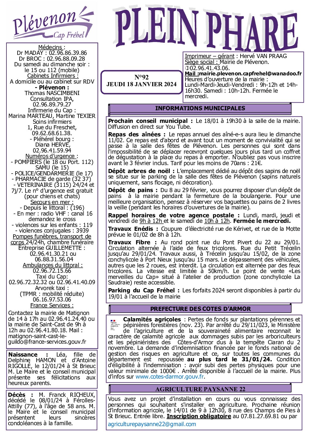 Bi-mensuel PLEVENON n° 92