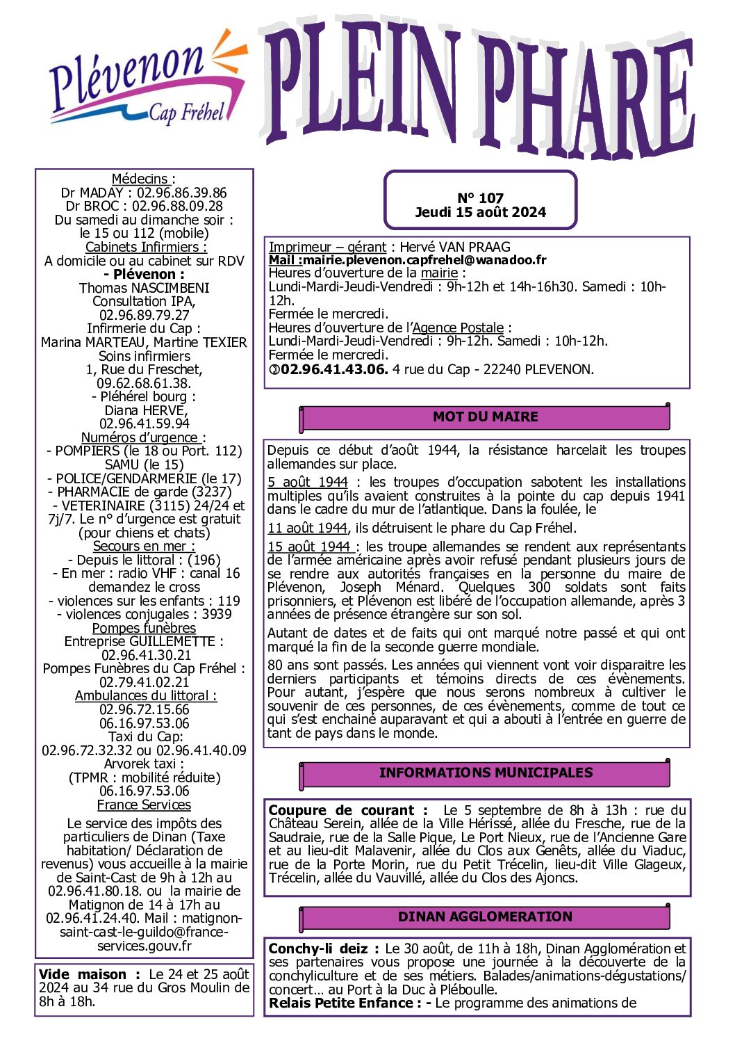 Bi-mensuel PLEVENON n° 107 -2024