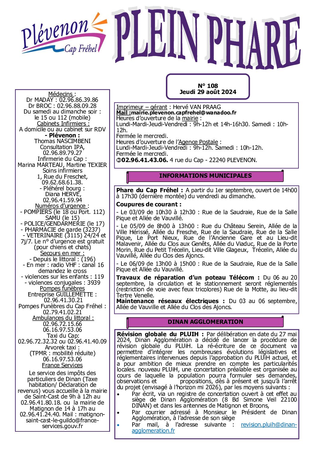 Bi-mensuel PLEVENON n° 108-2024