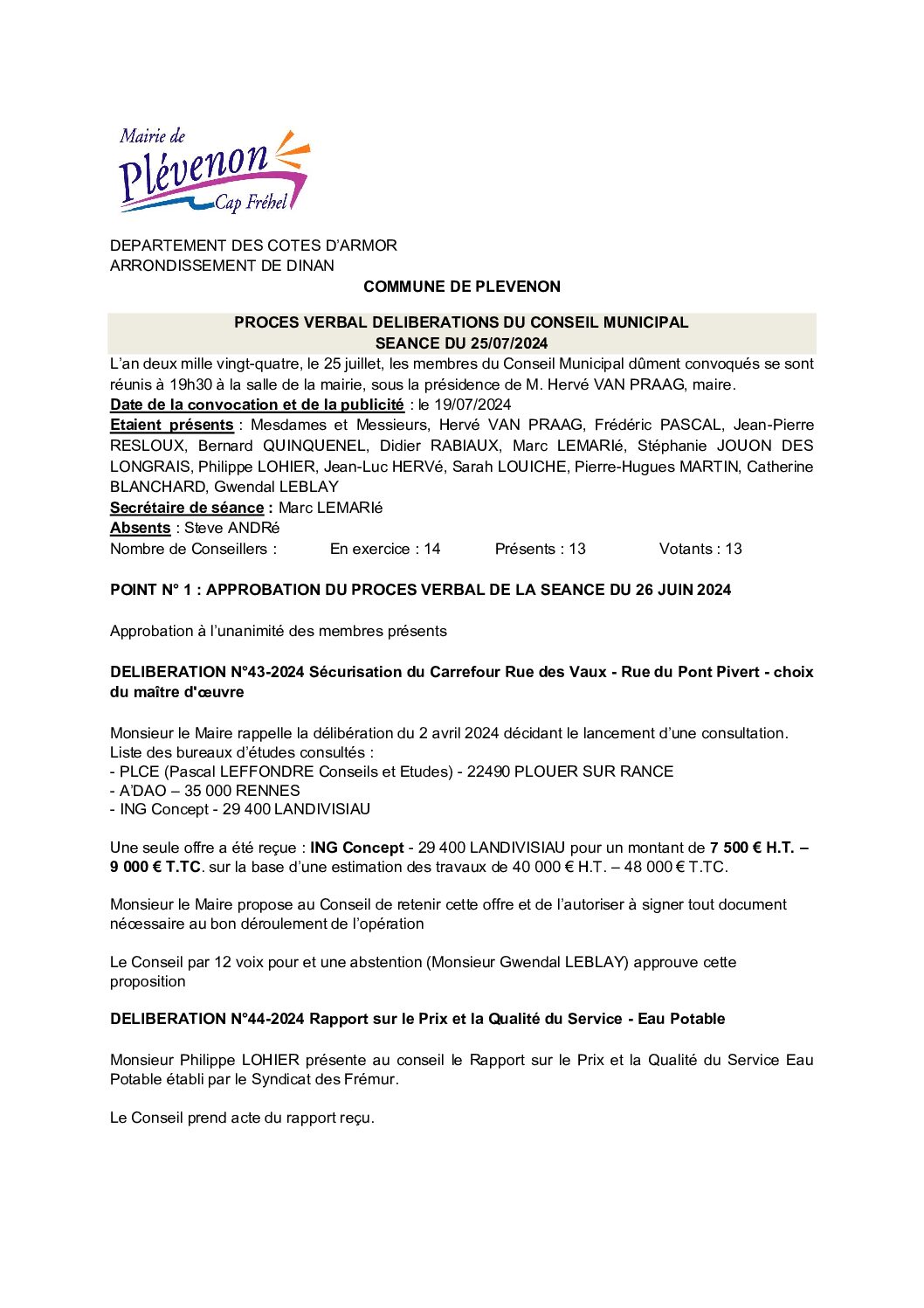 PV SEANCE DU 25-07-2024