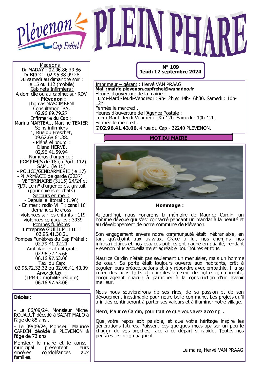 Bi-mensuel PLEVENON n° 109 -2024
