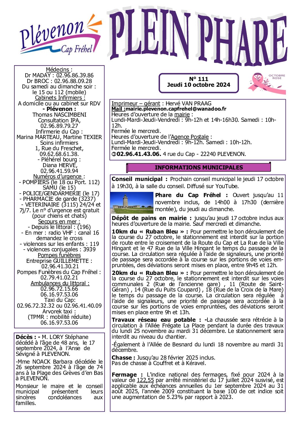 Bi-mensuel PLEVENON n° 111-2024
