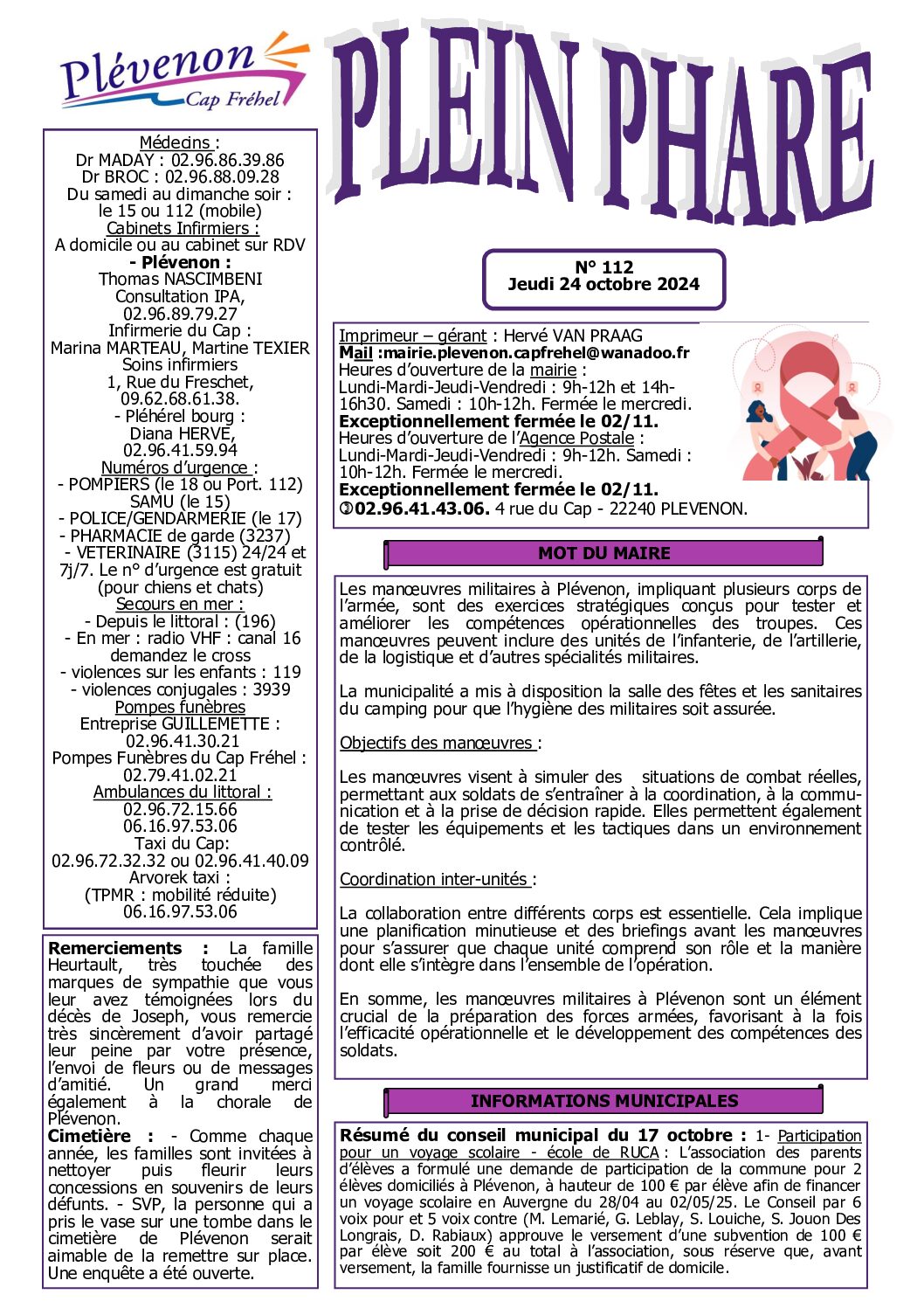 Bi-mensuel PLEVENON n° 112-2024