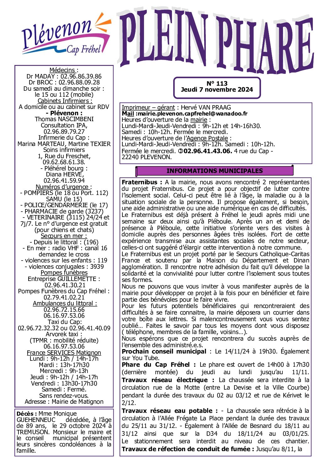 Bi-mensuel PLEVENON n° 113-2024