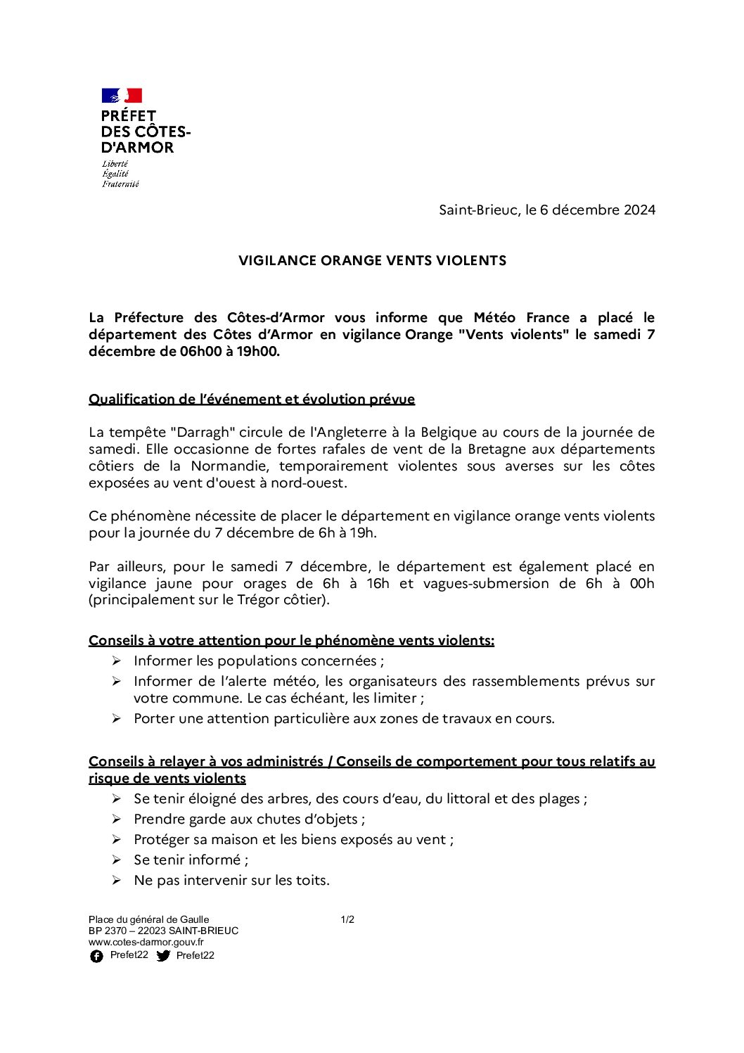 Bulletin alerte meteo_orange_vents violents