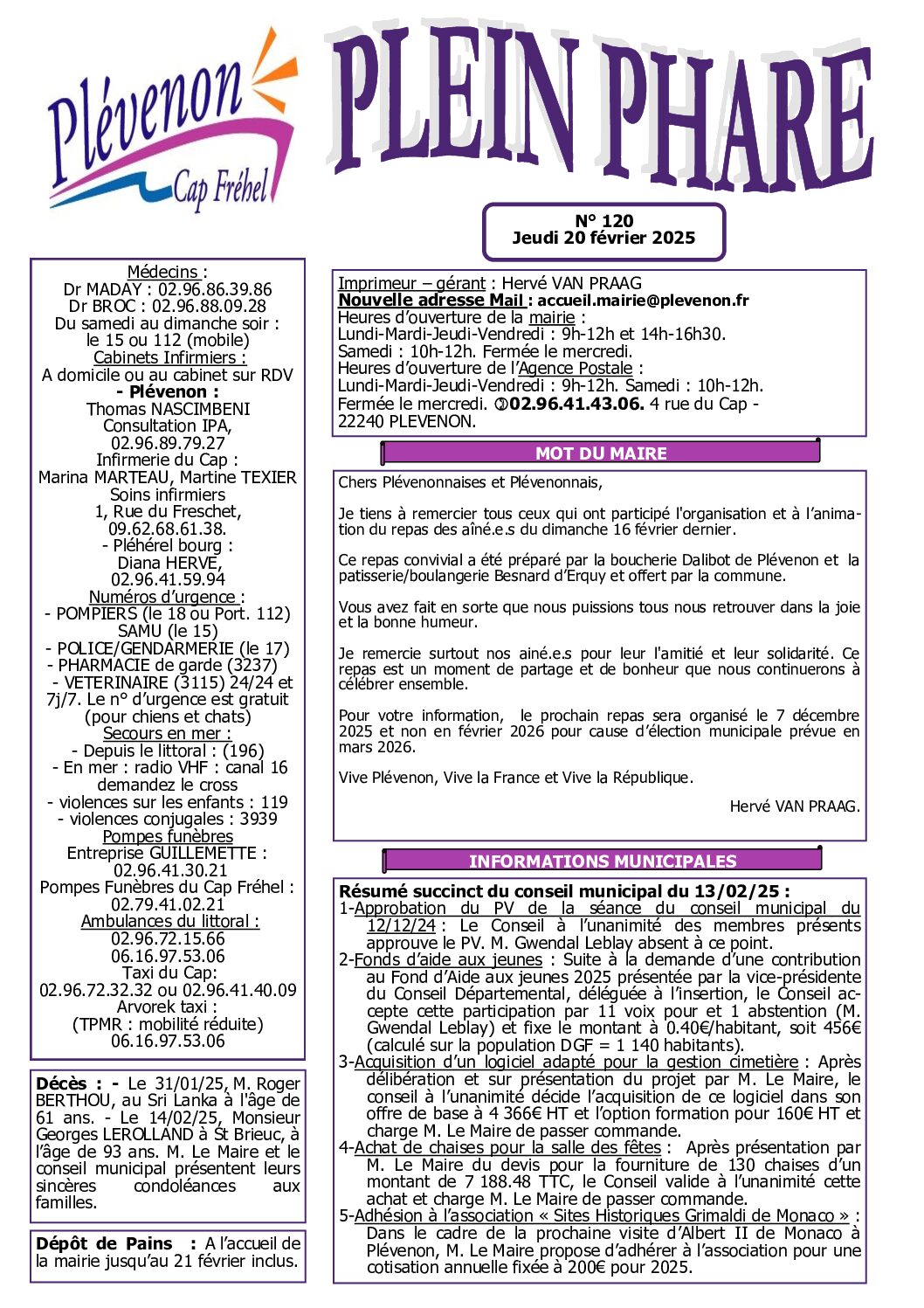 Bi-mensuel PLEVENON n° 120-2025