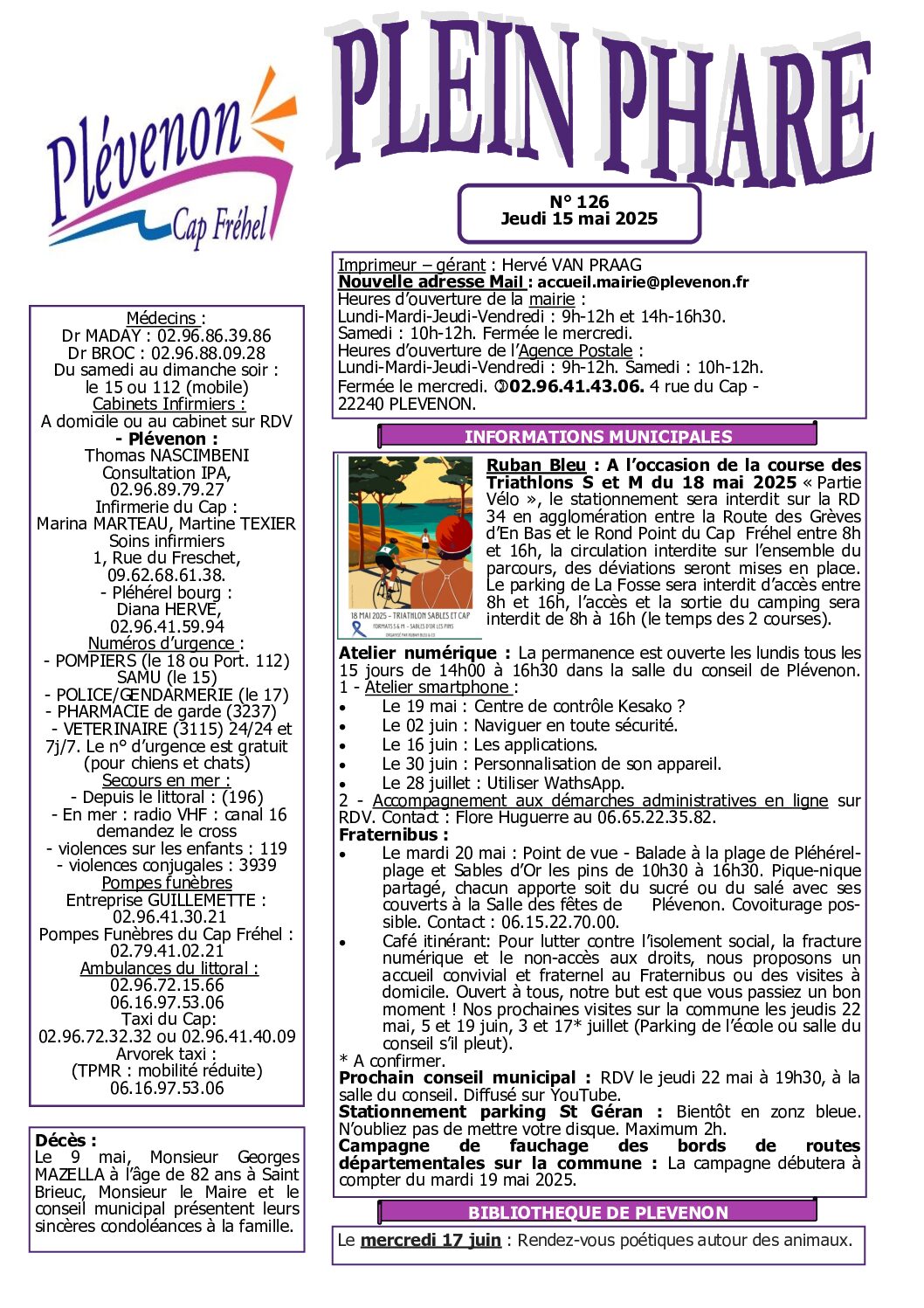 Bi-mensuel PLEVENON n° 126-2025