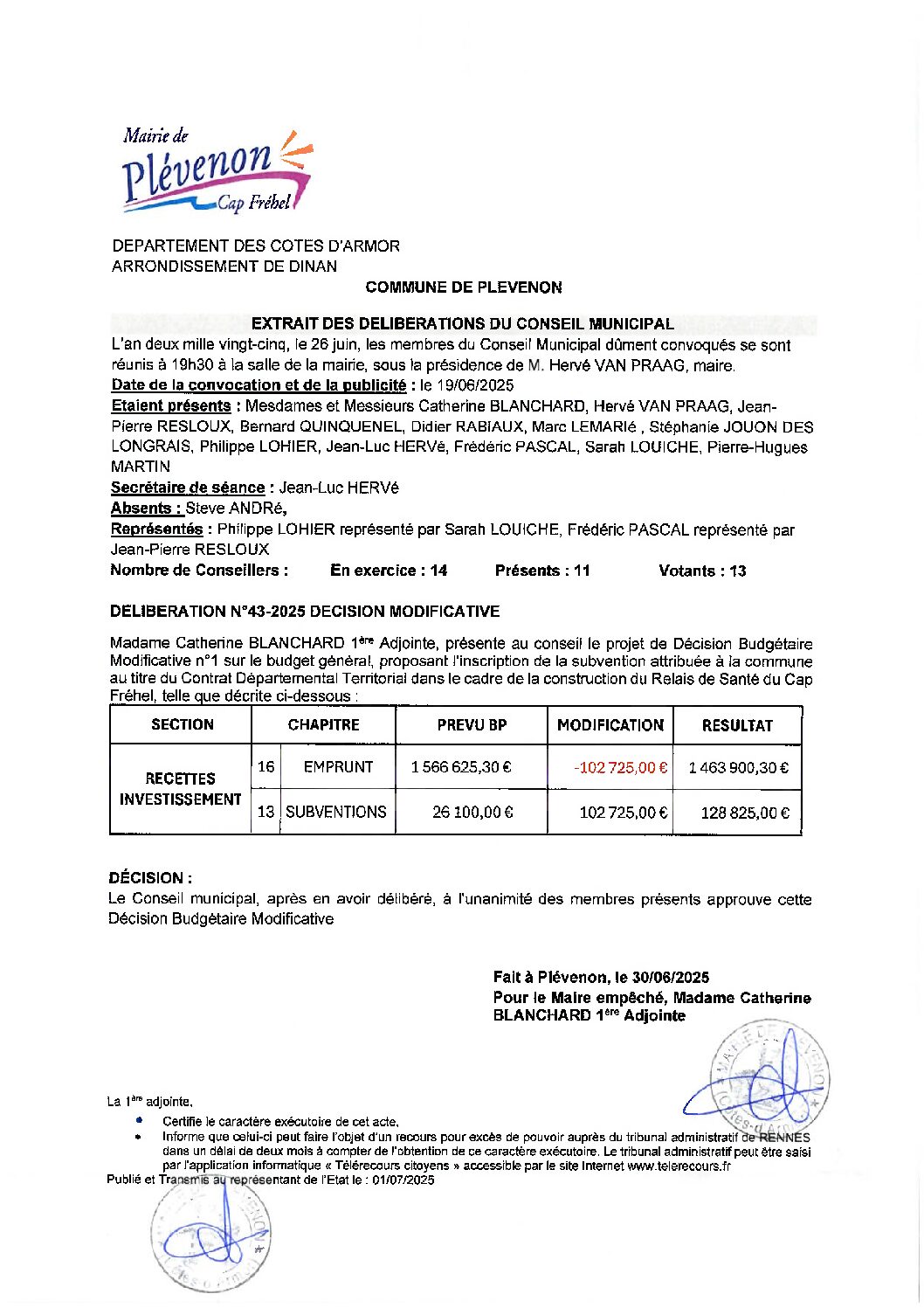 DELIBERATION N°43-2025 DECISION MODIFICATIVE