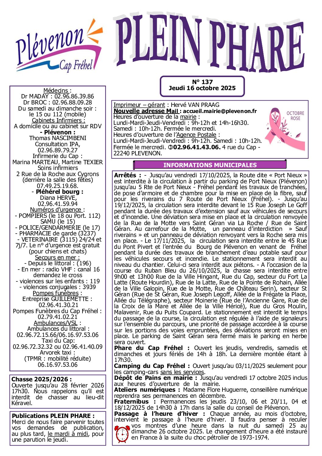 Bi-mensuel PLEVENON n° 137-2025