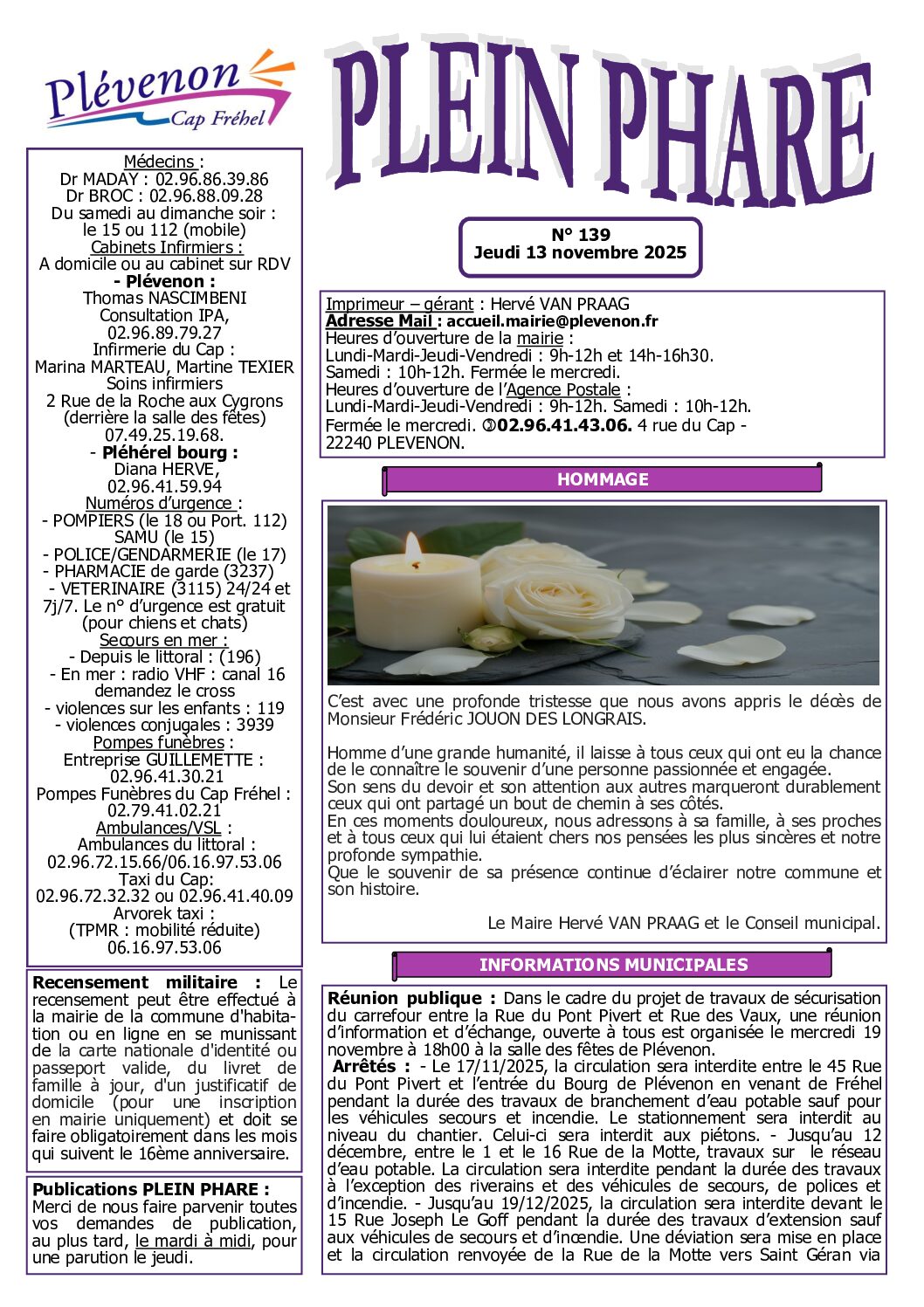 Bi-mensuel PLEVENON n° 139-2025