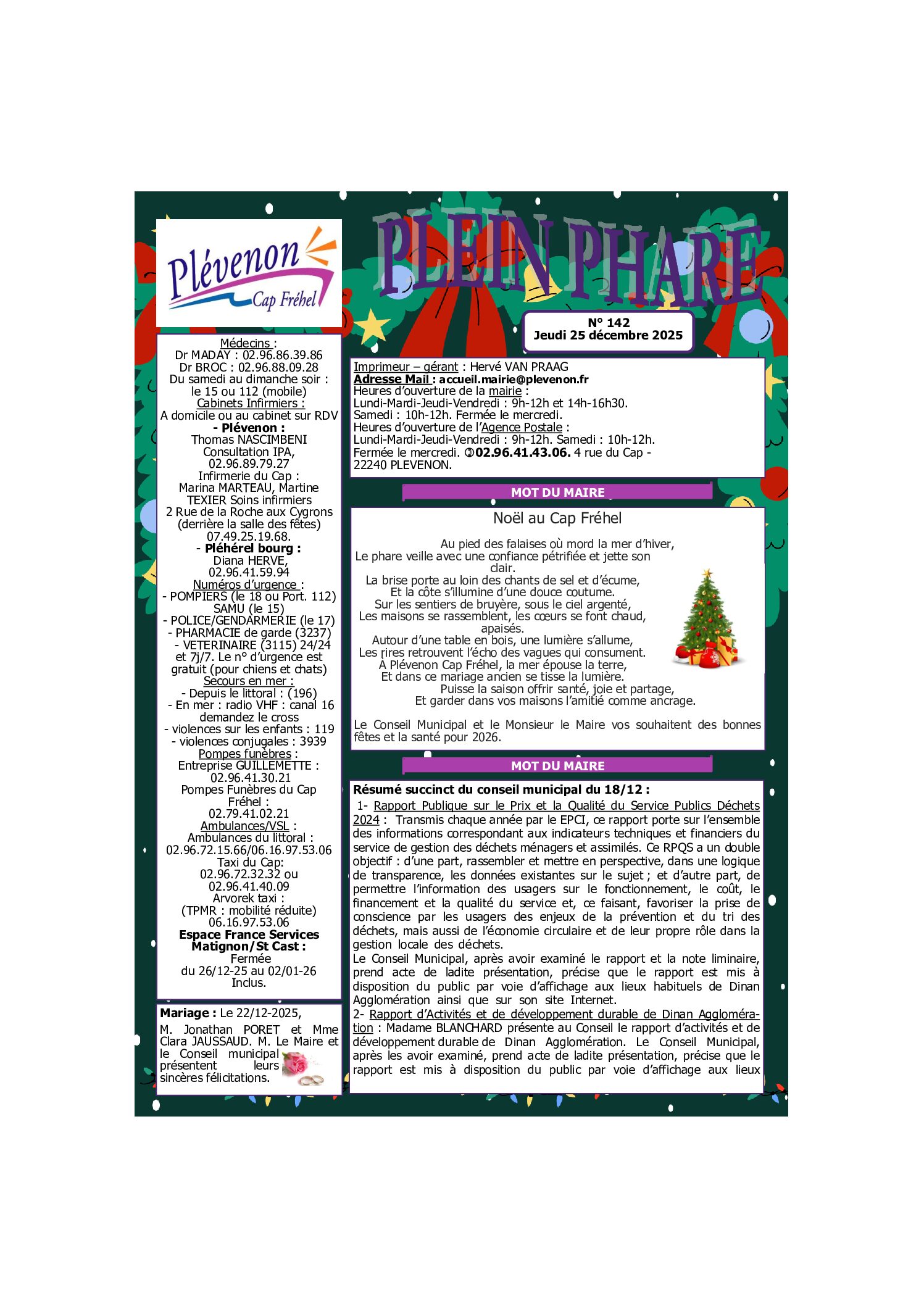 Bi-mensuel PLEVENON n° 142-2025 noël