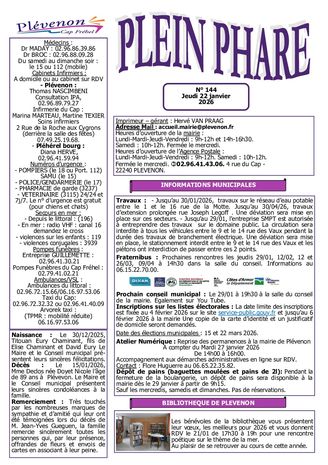 Bi-mensuel PLEVENON n° 144-2026 –
