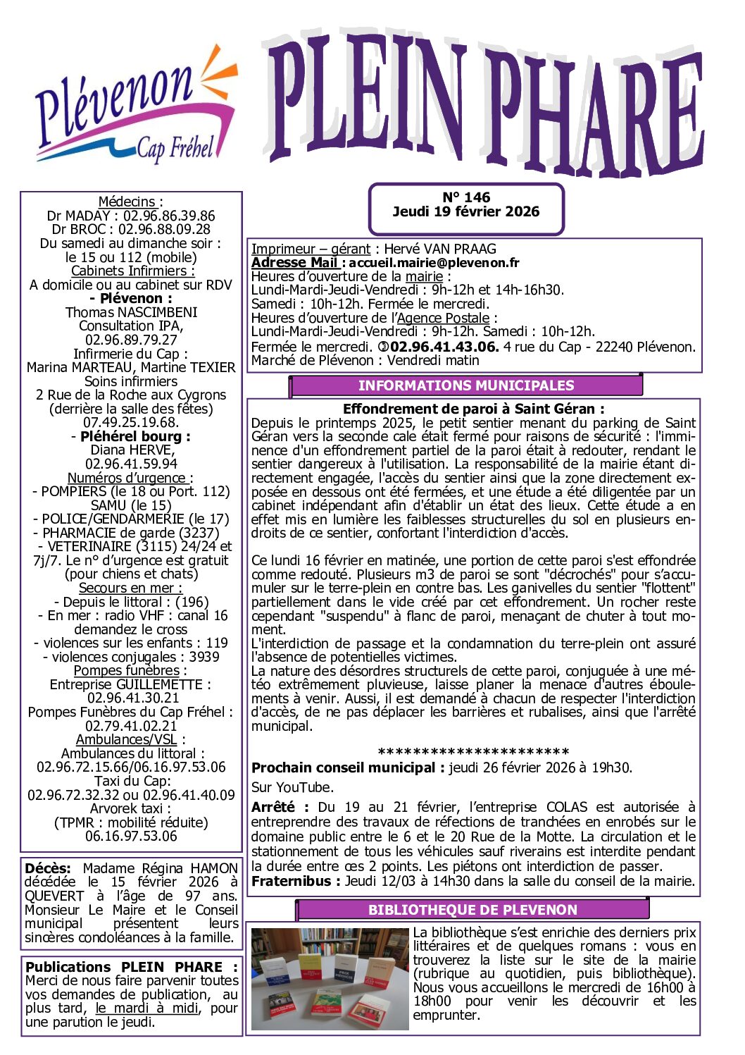 Bi-mensuel PLEVENON n° 146-2026 –