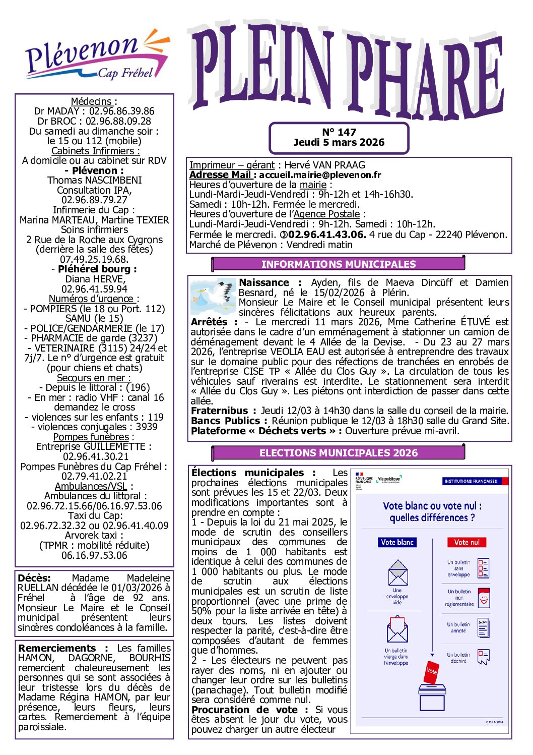 Bi-mensuel PLEVENON n° 147-2026 –