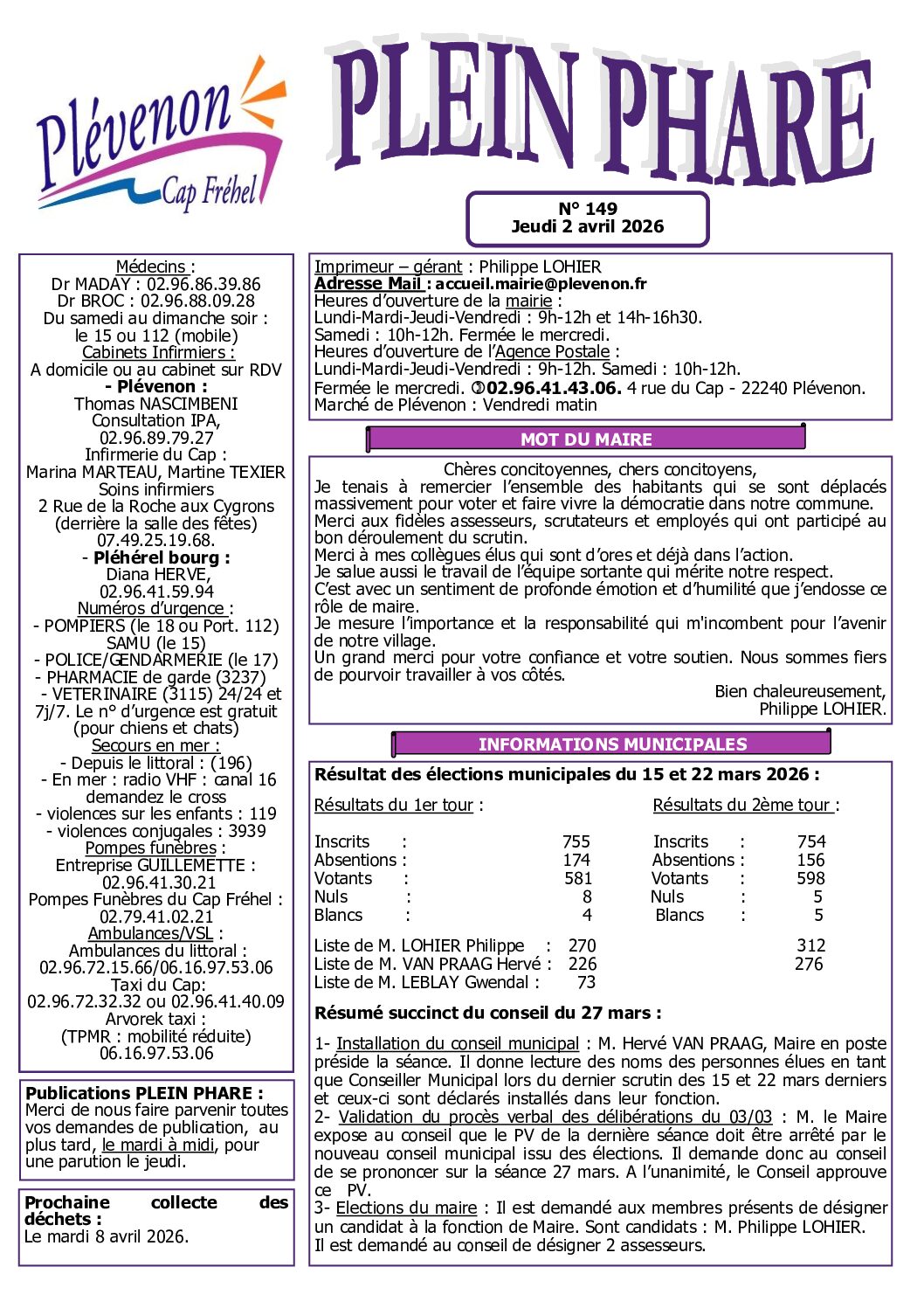 Bi-mensuel PLEVENON n° 149-2026 –