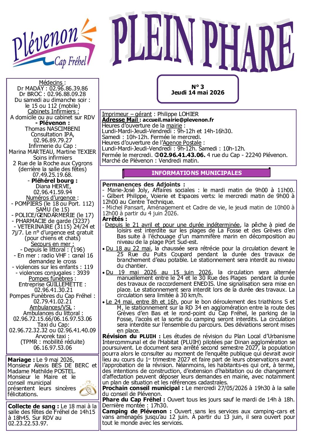 Bi-mensuel PLEVENON n° 3-2026 –