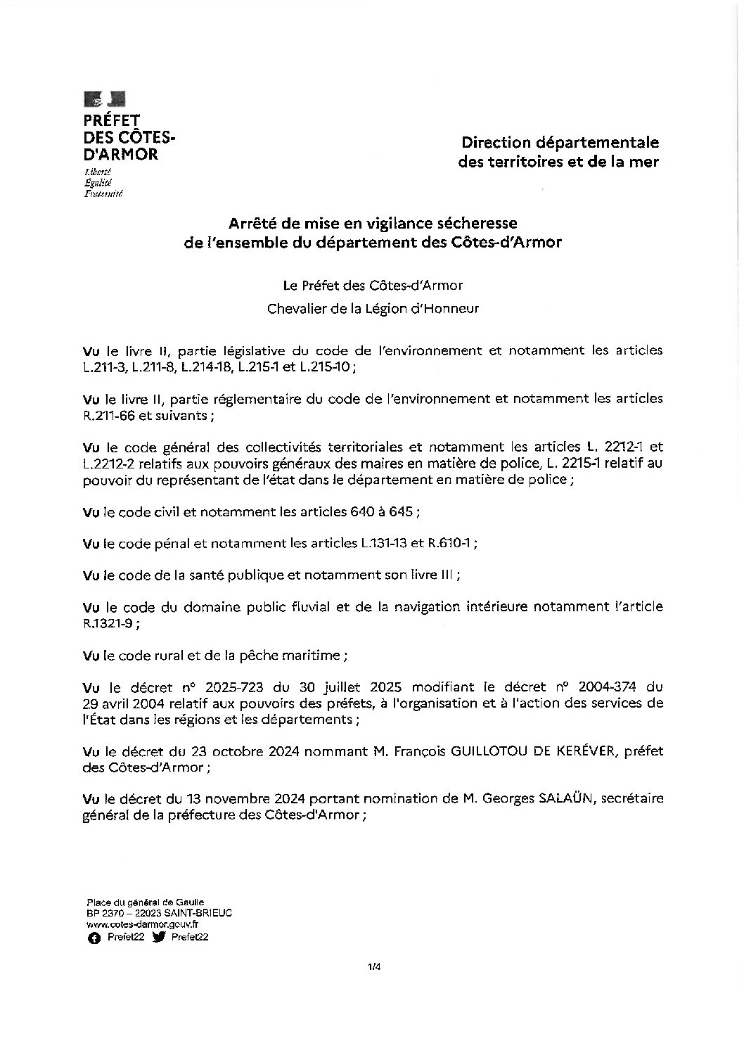 arrêté sécheresse
