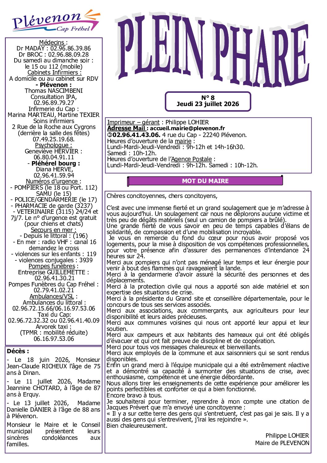 Bi-mensuel PLEVENON n° 8 -2026