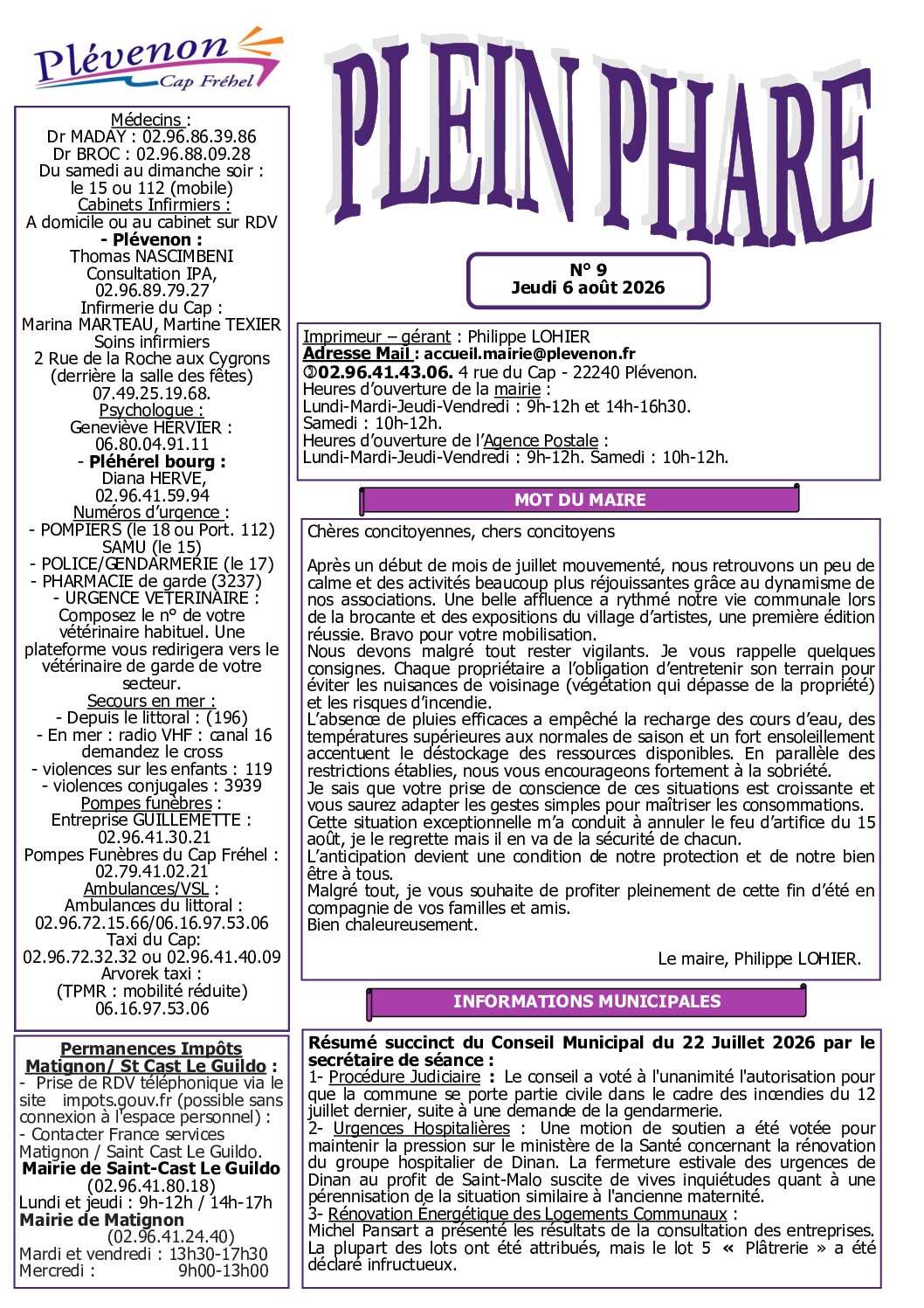Bi-mensuel PLEVENON n° 9 -2026
