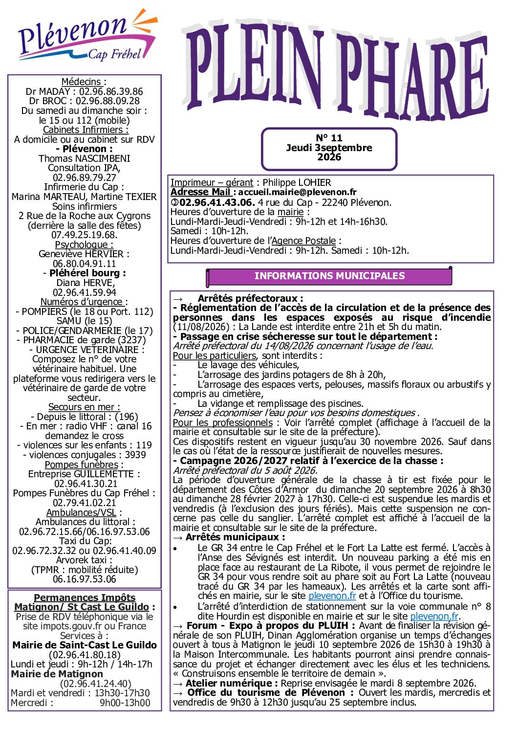 Bi-mensuel PLEVENON n° 11-2026
