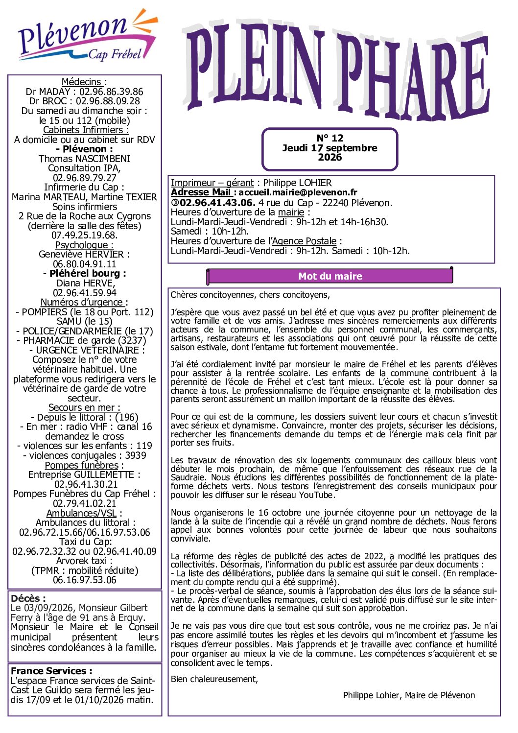 Bi-mensuel PLEVENON n° 12-2026