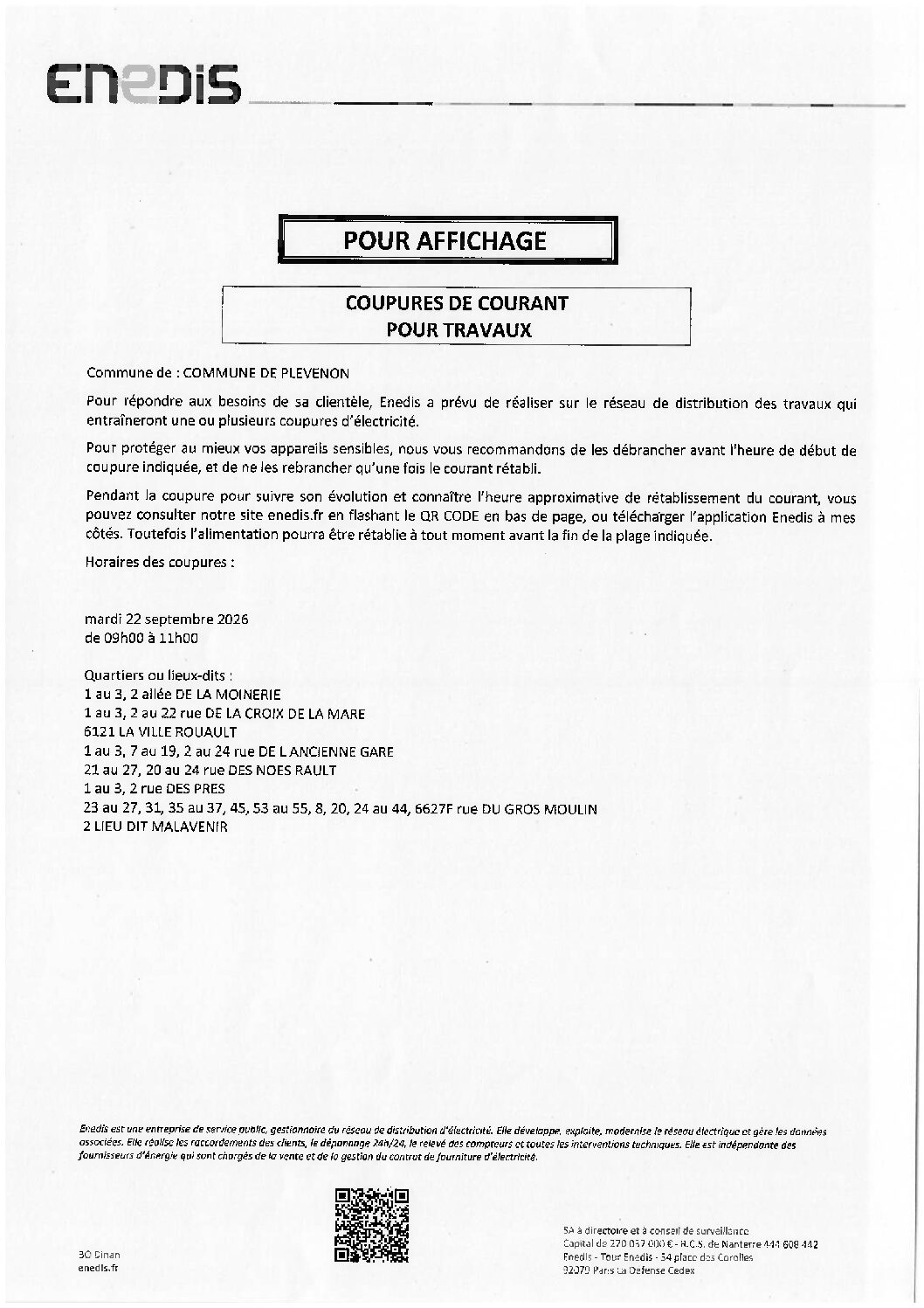 Enedis coupure