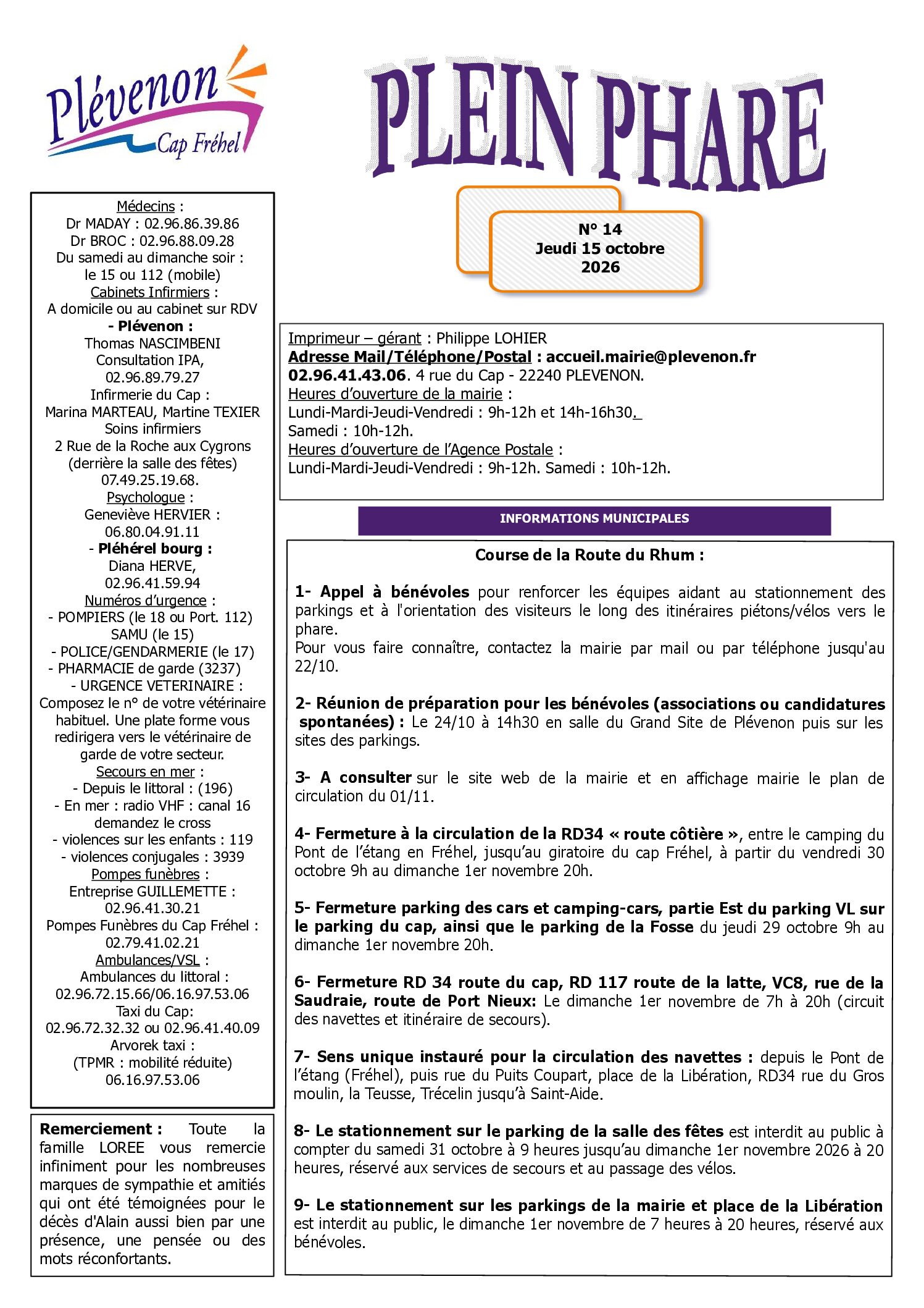 Bi-mensuel PLEVENON n° 14-2026
